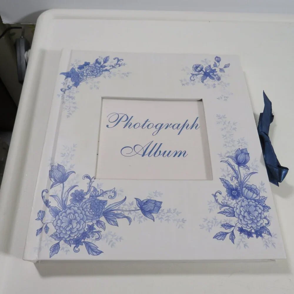 Vintage Style Photo Album: frame style, French Blue and White Floral Toile Twall